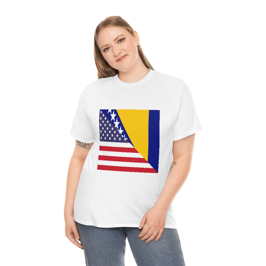 Bosnia and Herzegovina American Flag Tee Shirt | Bosnia USA Tshirt