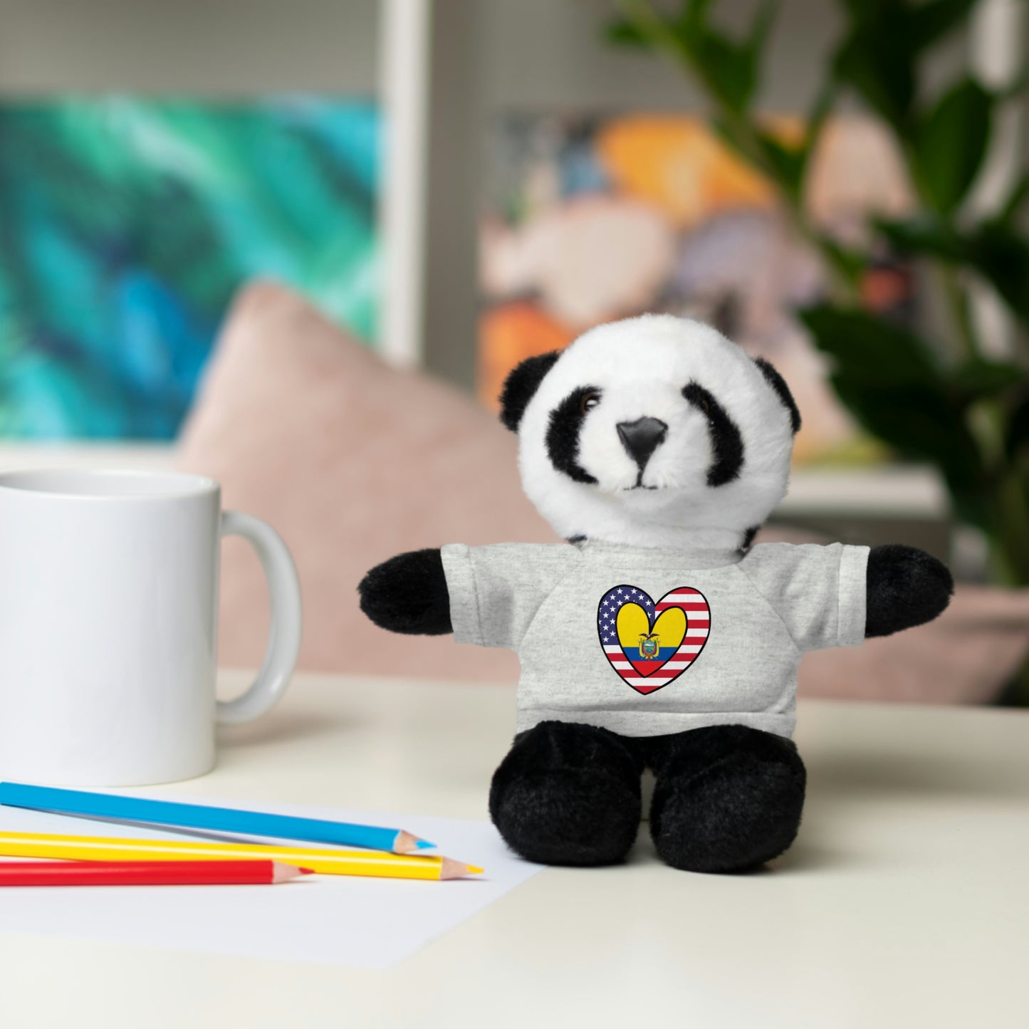 Ecuadorian American Valentines Day Gift Stuffed Animal | Ecuador USA Flag Toy