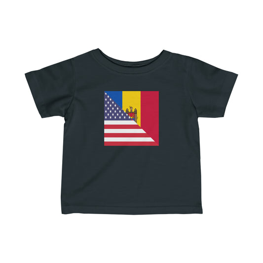 Infant Moldova American Flag Half Moldovan USA Toddler Tee Shirt