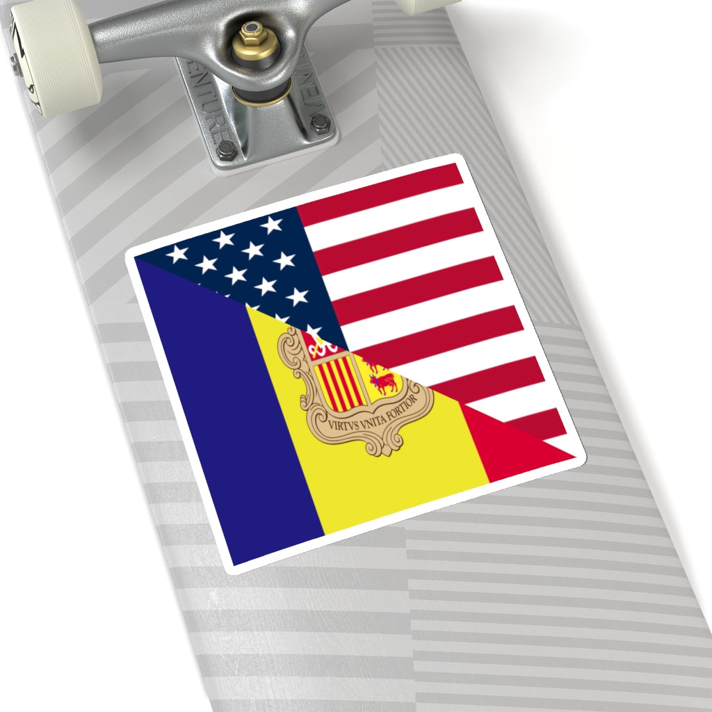 Andorran American Flag Sticker | Andorra USA