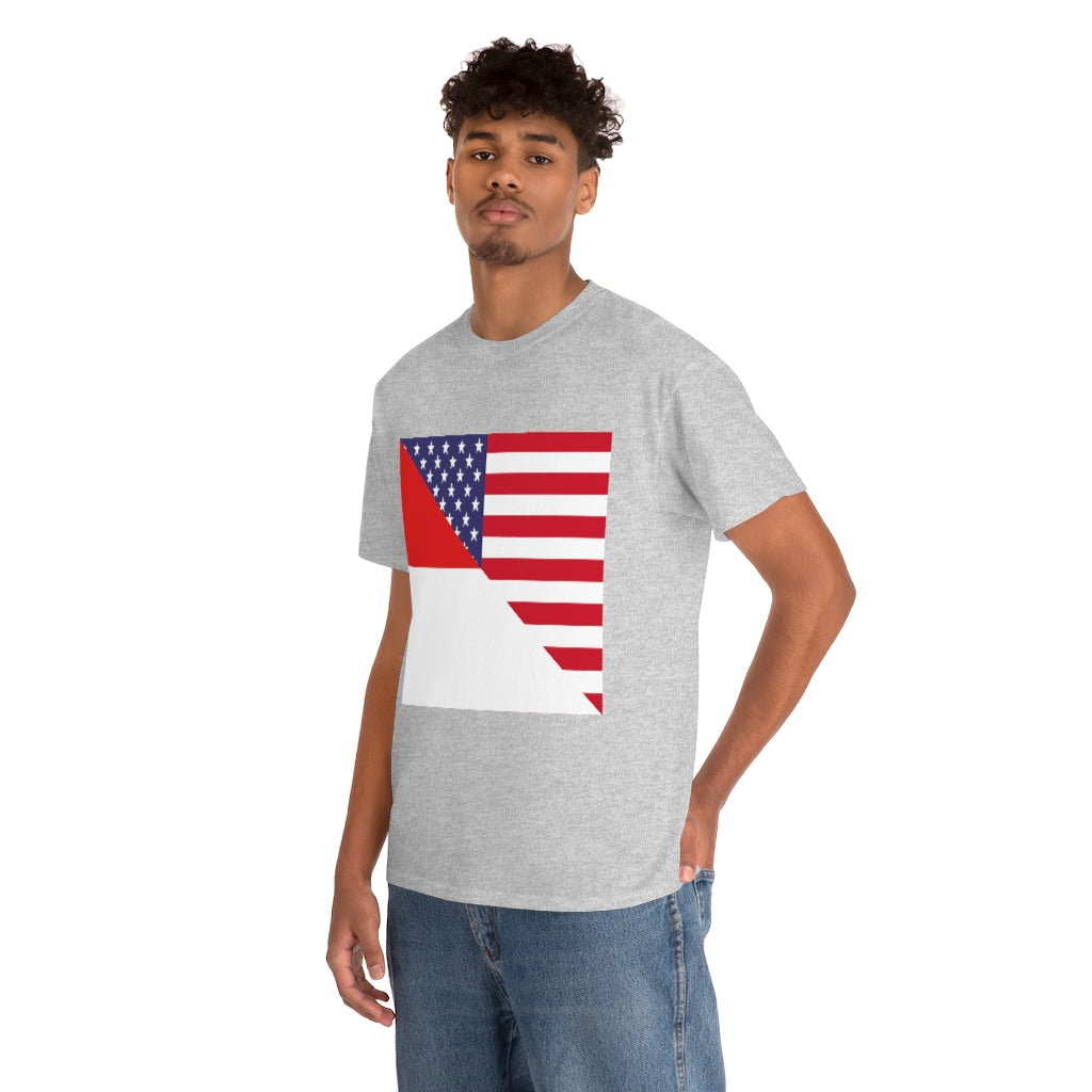 Indonesian American Flag Tee Shirt | Unisex Indonesia USA Tshirt