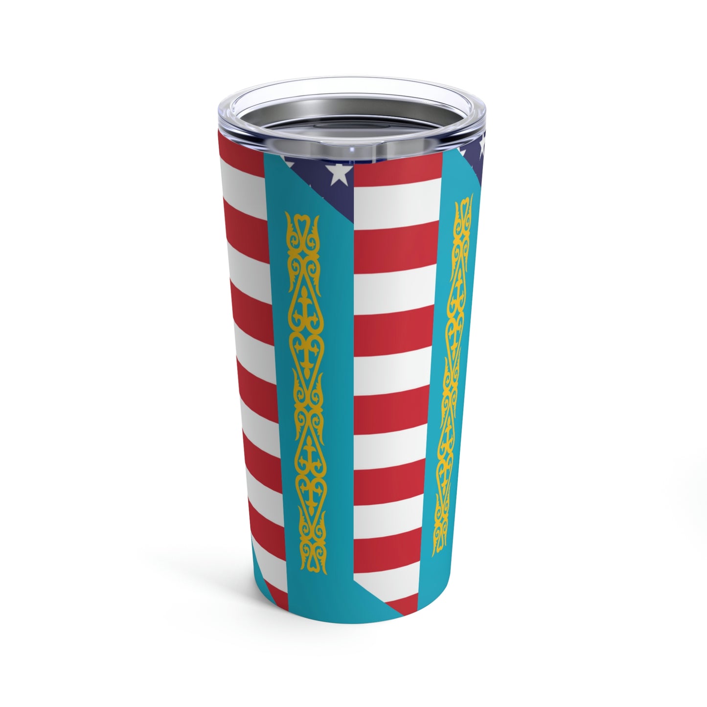 Kazakhstan American Flag USA Tumbler 20oz