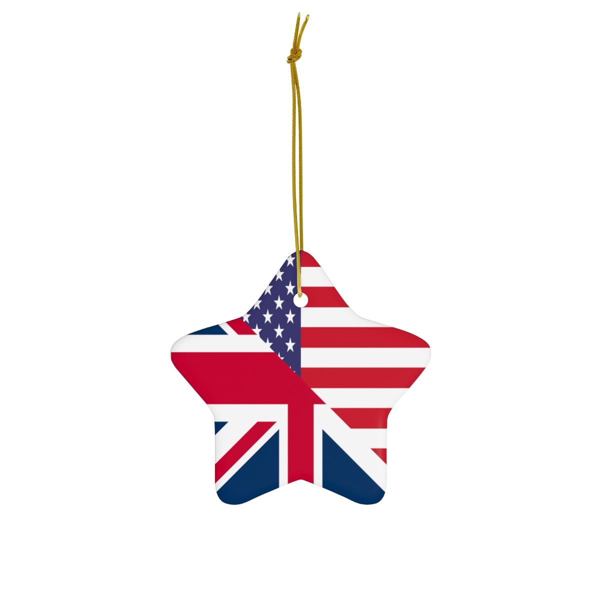 UK American Flag Ceramic Ornaments | United Kingdom USA Holiday Christmas Tree