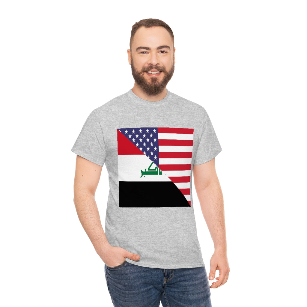 Iraq American Flag Tee Shirt | Unisex Iraqi USA Tshirt