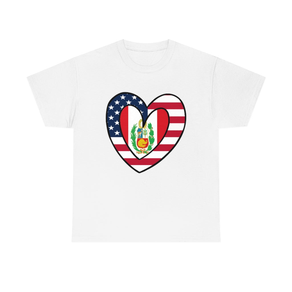 Peruvian American Inner Heart Flag Tee | Unisex Peru USA Shirt