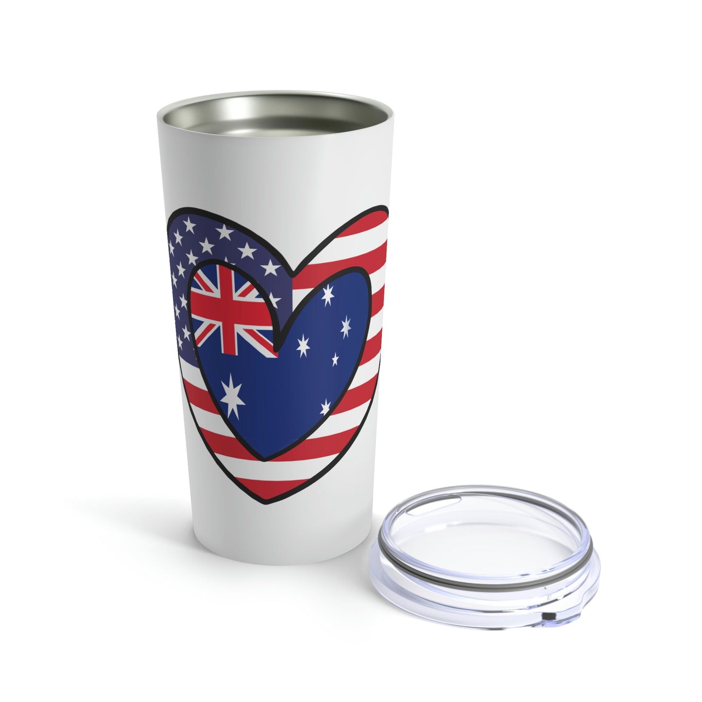 Australian American Heart Valentines Day Gift Half Australia USA Flag Tumbler 20oz Beverage Container