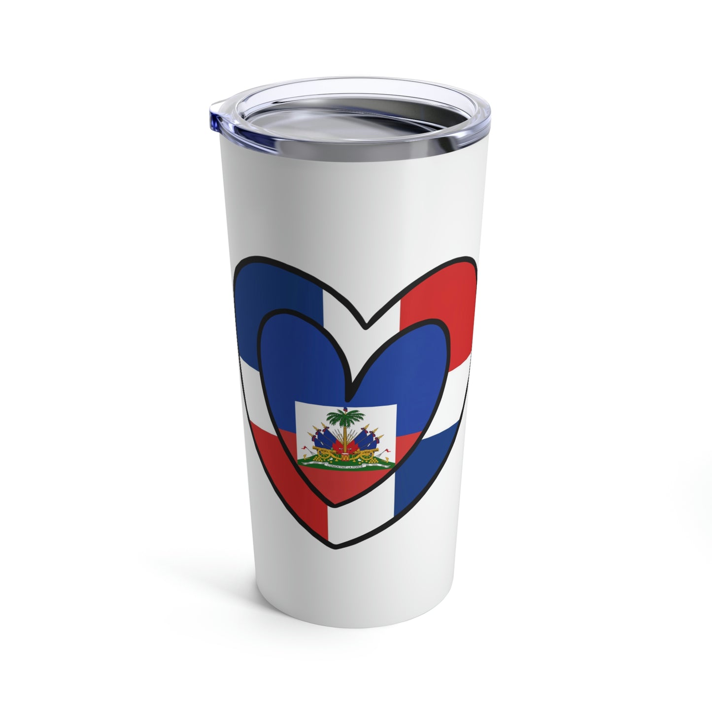 Dominican Haitian Flag Heart Valentines Day Gift DR Republic Haiti  Tumbler 20oz