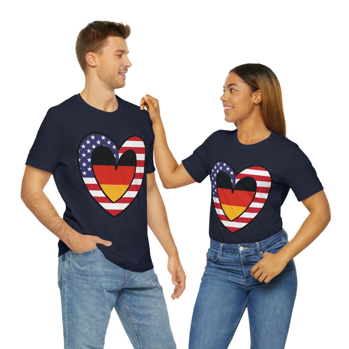 German American Heart Valentines Day Gift Tee Shirt | Half Germany USA Flag T-Shirt