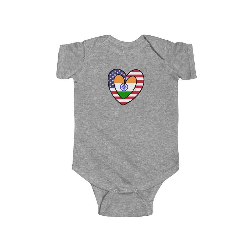 Baby India American Asian Flag Inner Heart Bodysuit | Unisex Indian