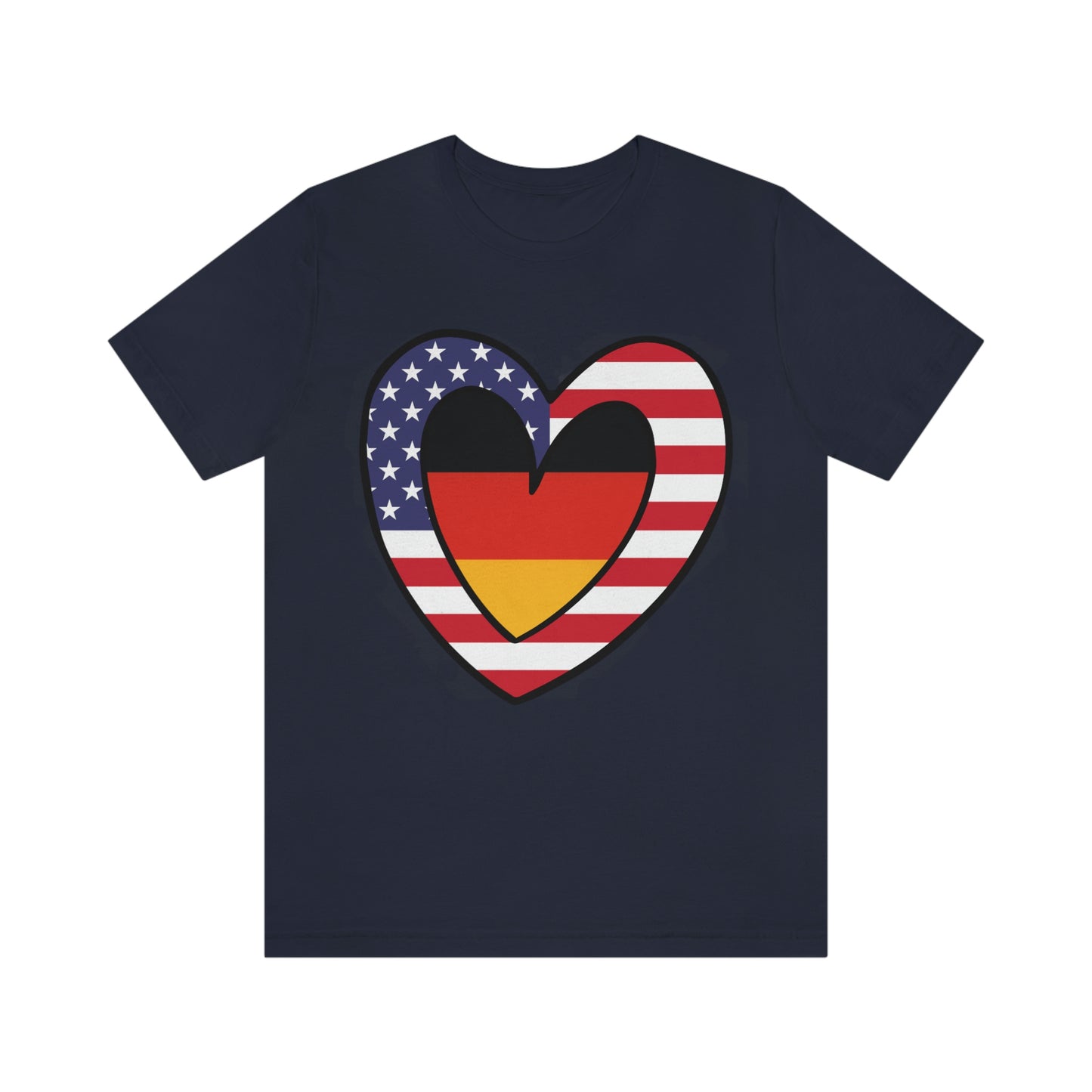 German American Heart Valentines Day Gift Tee Shirt | Half Germany USA Flag T-Shirt