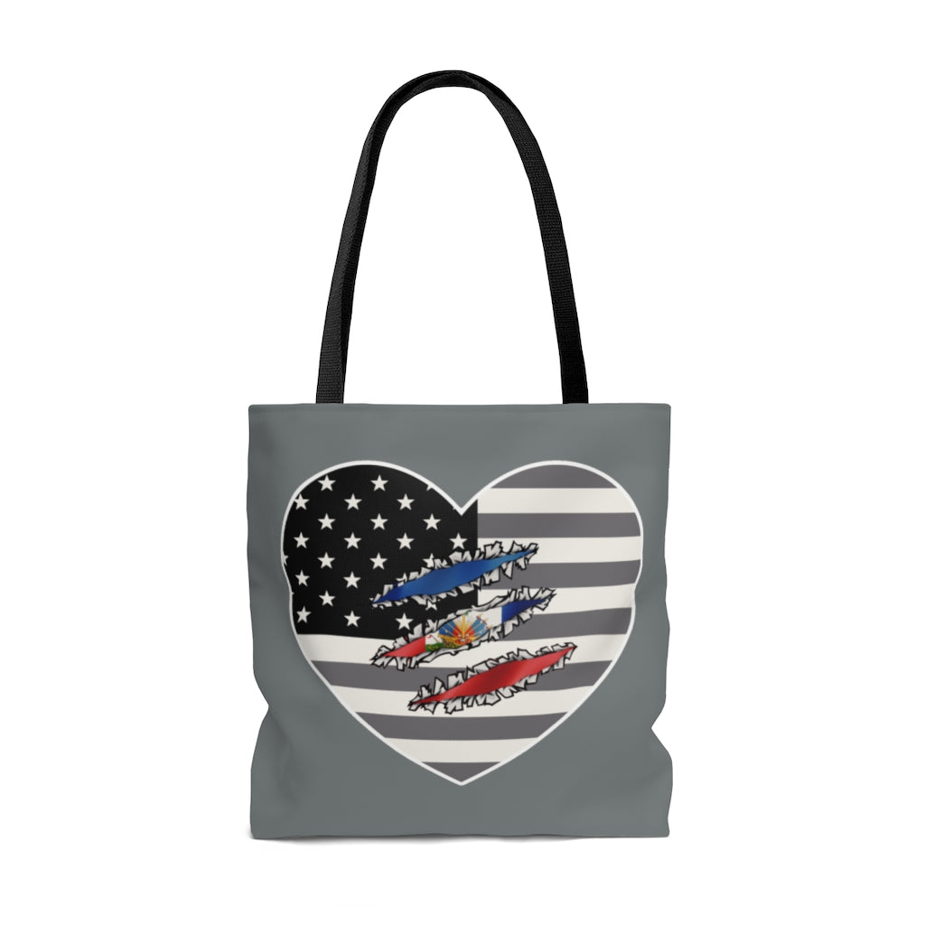 Haitian American At Heart Flag Tote Bag  | Haiti USA Accessory