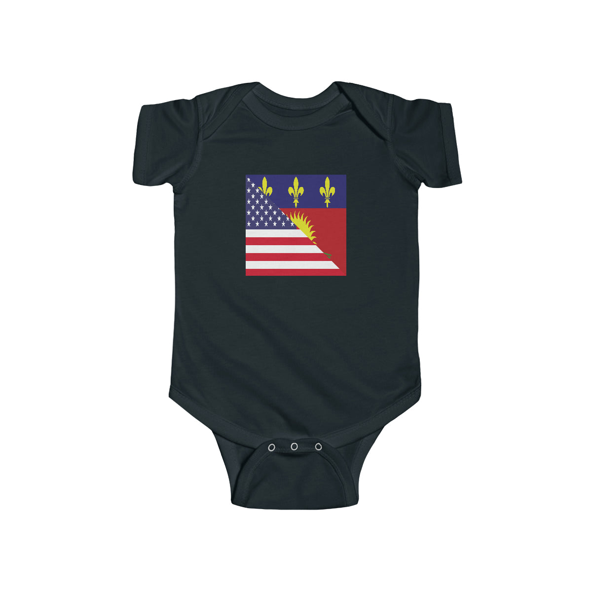 Guadeloupe American Flag Half Guadeloupean USA Baby Bodysuit | Newborn Boy Girl