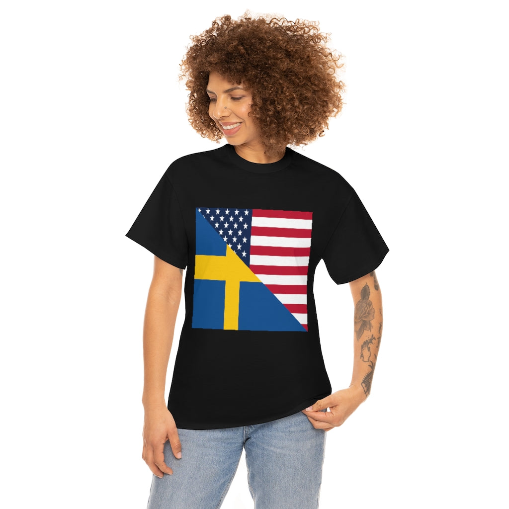 Swedish American Flag Tee Shirt | Unisex Sweden USA Tshirt