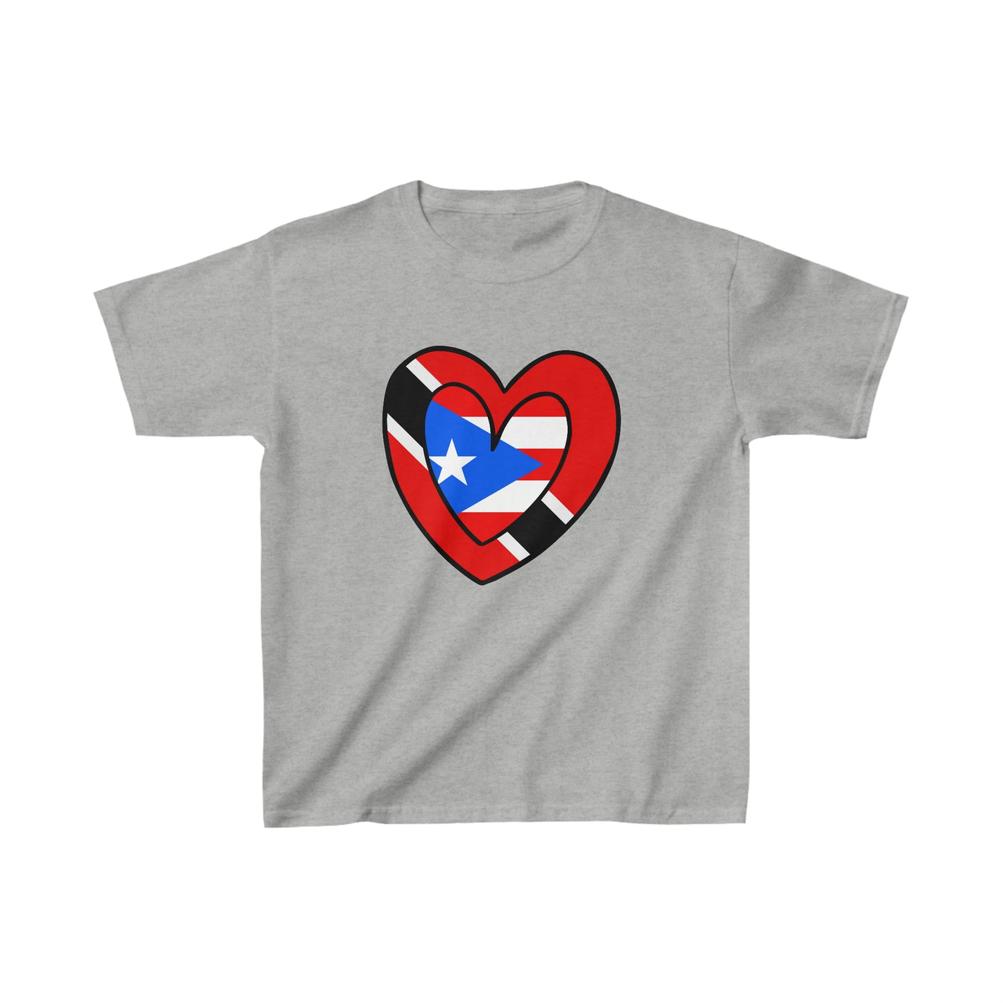 Kids Trini Puerto Rican Heart Gift Tee Shirt | Trinidad Boricua Flag T-Shirt