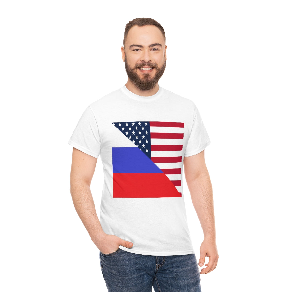 Russian American Flag Half Russia USA T-Shirt | Unisex Tee Shirt