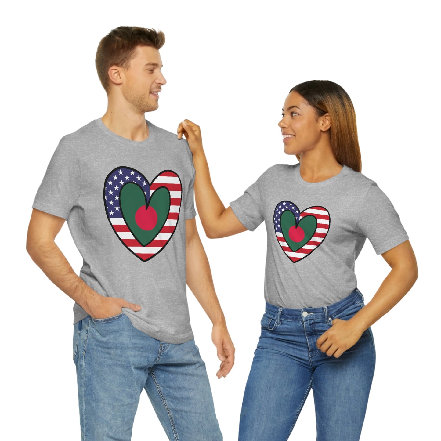 Bangladeshi American Heart Valentines Day Gift Tee Shirt | Bangladesh USA Flag T-Shirt