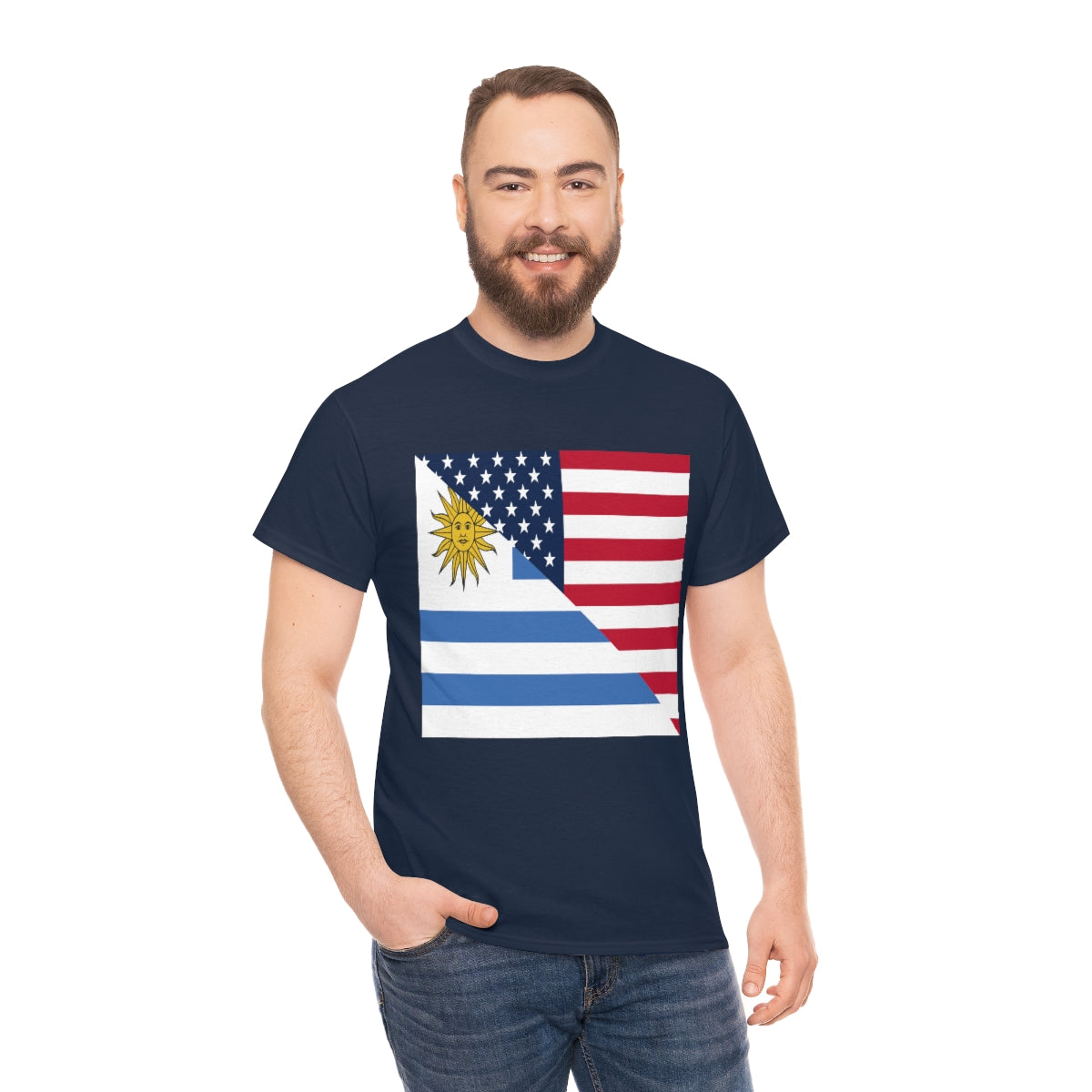 Uruguay American Flag Half Uruguayan USA T-Shirt | Unisex Tee Shirt