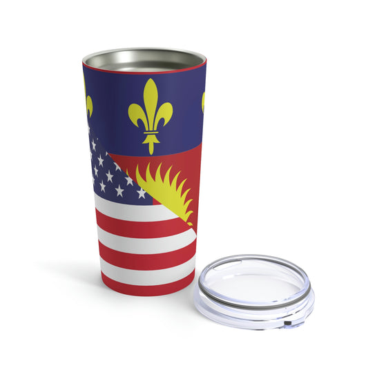 Guadeloupe American Flag Half Guadeloupean USA Tumbler 20oz Beverage Container