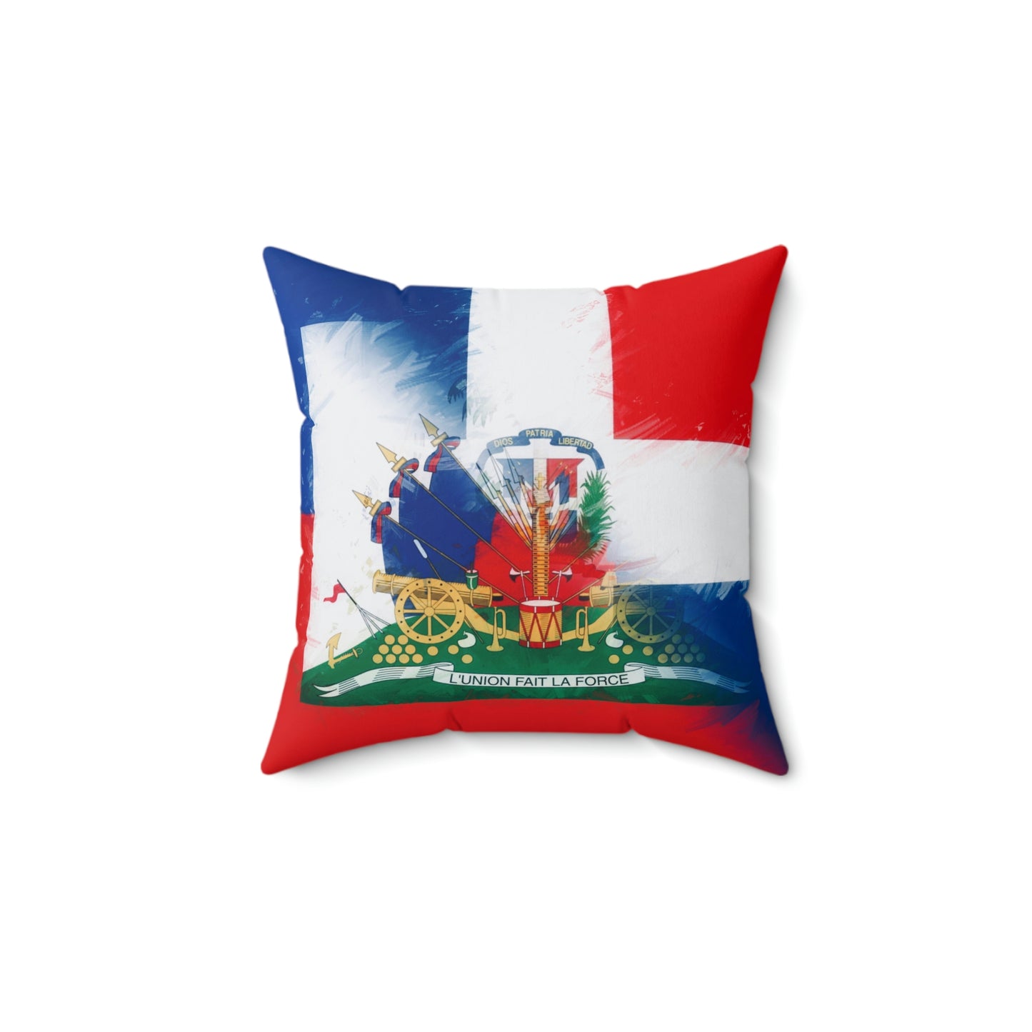 Haiti Dominican Republic Flag | Hispaniola DR Half Haitian Dominican Flag Spun Polyester Square Pillow