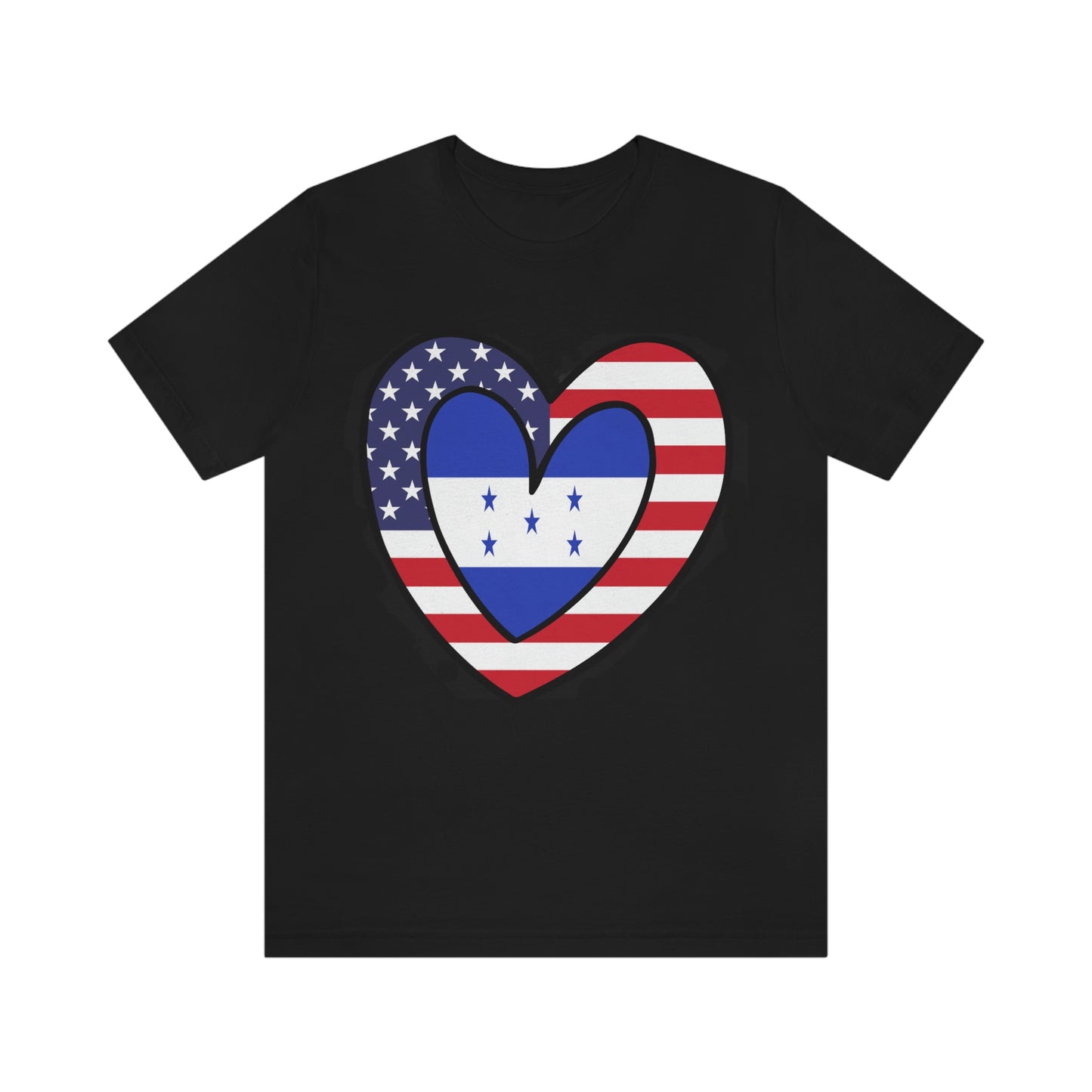 Honduran American Heart Valentines Day Gift Tee Shirt | Half Honduras USA Flag T-Shirt