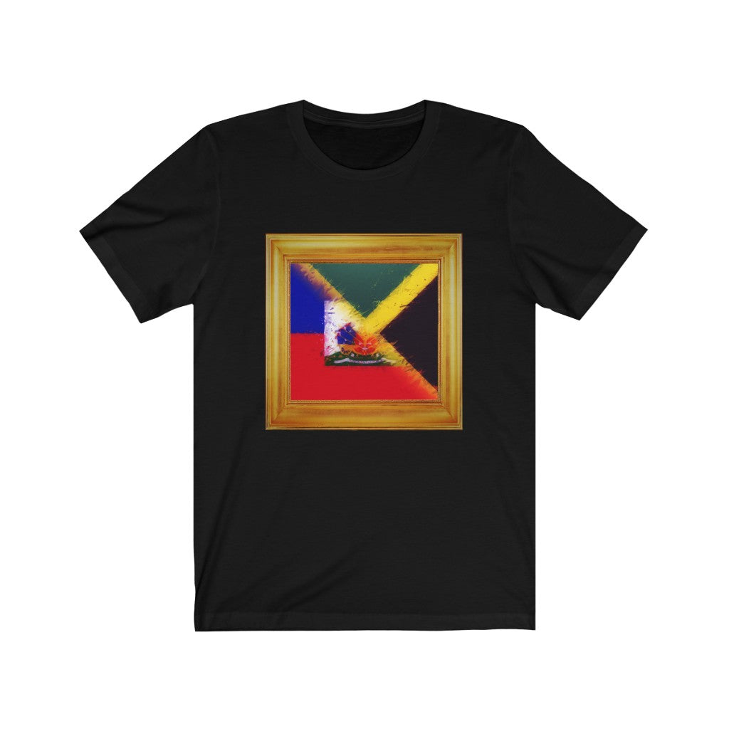 Haitian-Jamaican Flag Painting Tee | Haiti Jamaica Shirt