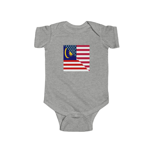 Malaysia American Flag Half Malaysian USA  Baby Bodysuit | Newborn Boy Girl