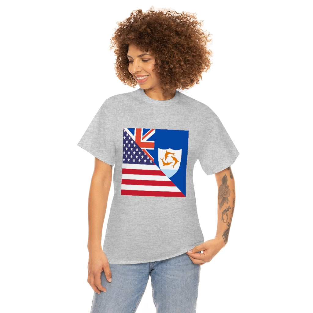 Anguillan American Flag Tee Shirt | Anguilla USA Tshirt