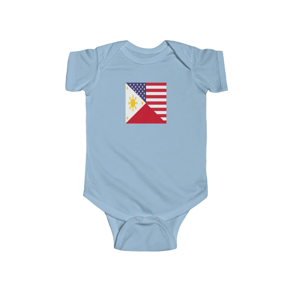 Philippines American Flag Baby Bodysuit Newborn | Filipino USA Baby Boy Girl