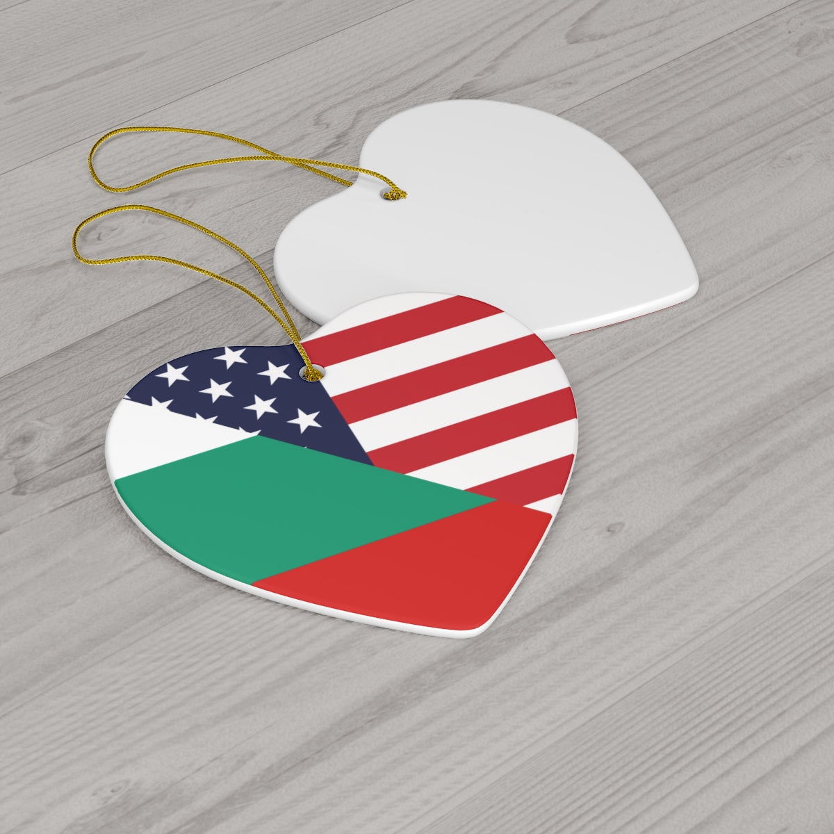 Bulgaria American Flag Ceramic Ornaments | Bulgarian USA Holiday Christmas Tree