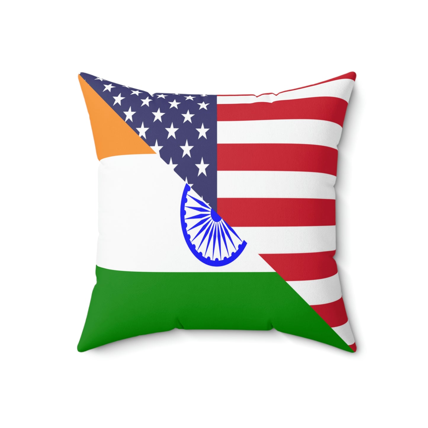 Indian American Flag Half India USA Spun Polyester Square Pillow