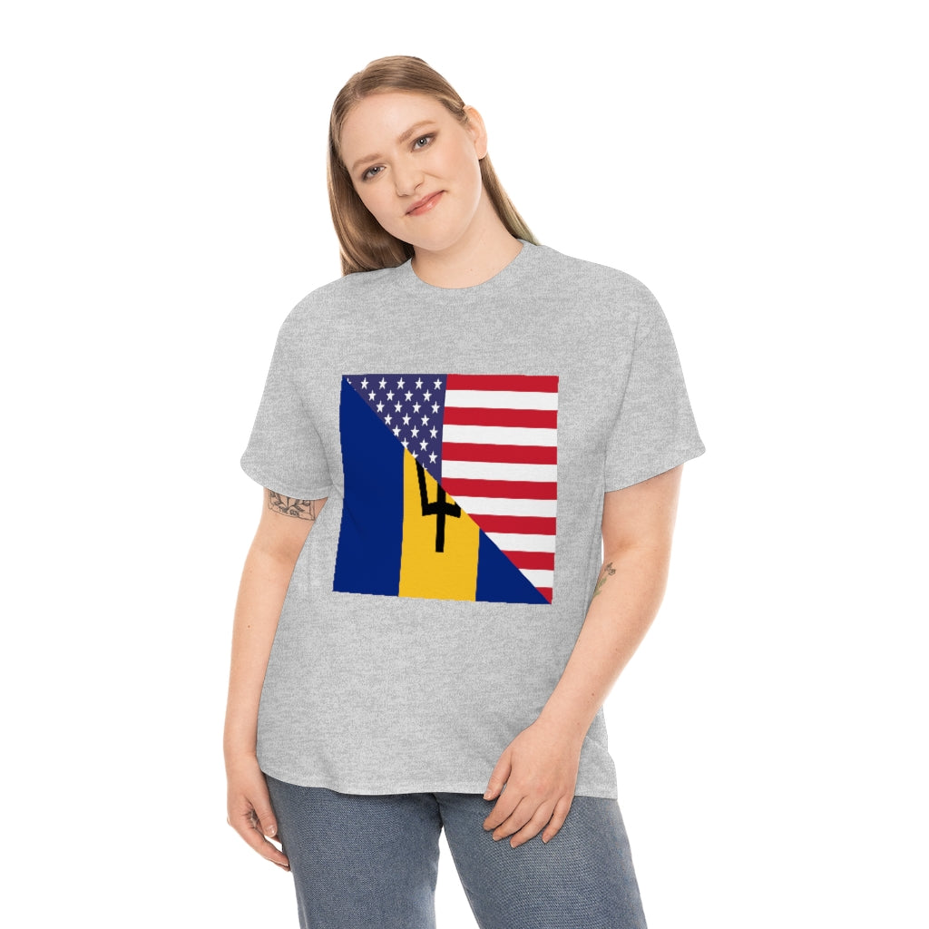 Bajan American Flag Tee Shirt | Barbados USA Tshirt