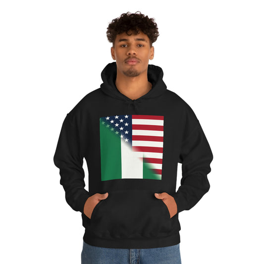 Half Nigeria - America Flag Hoodie | Nigerian American Men Women Pullover