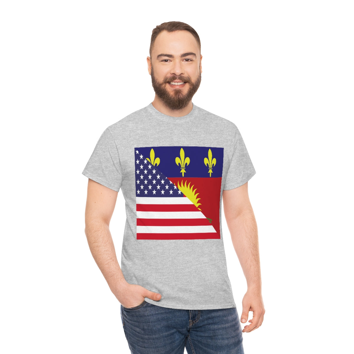 Guadeloupe American Flag Half Guadeloupean USA T-Shirt | Unisex Tee Shirt