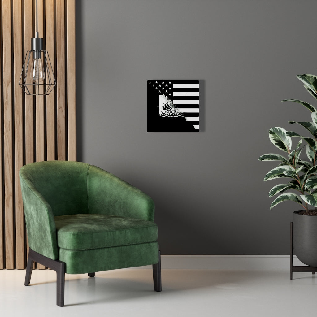 Haitian American Flag Black And White Canvas Gallery Wraps | Haiti USA