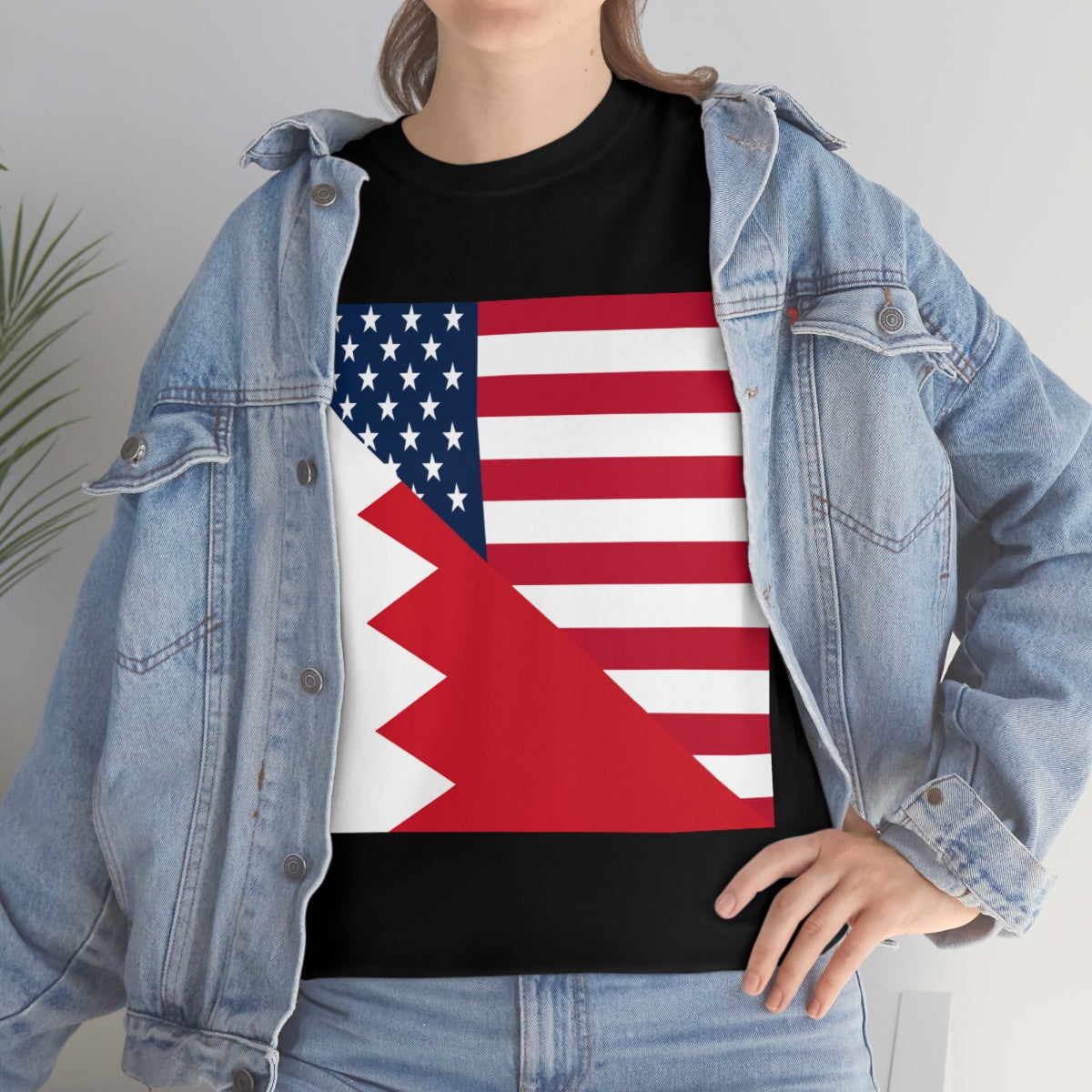 Bahrain American Flag Half Bahraini USA T-Shirt | Unisex Tee Shirt