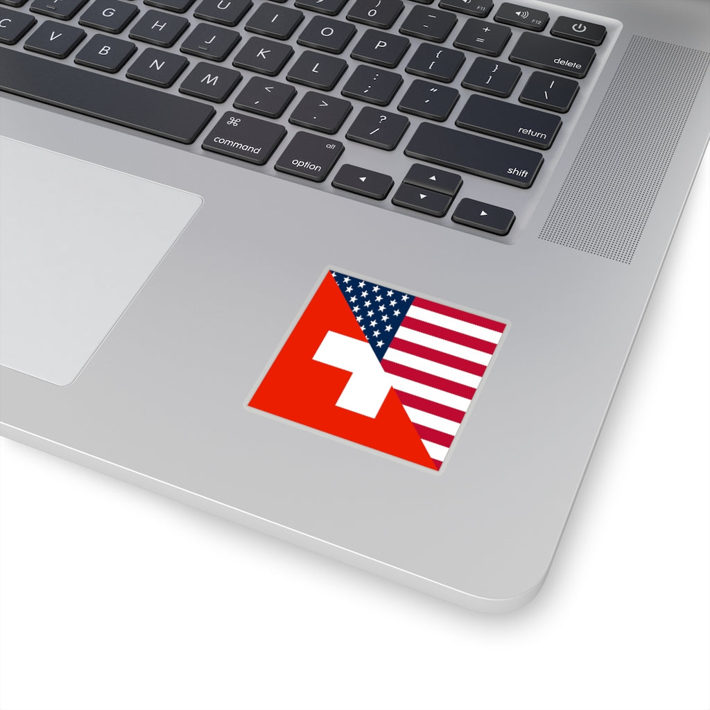 Swiss American Flag Sticker | Switzerland USA Stickers