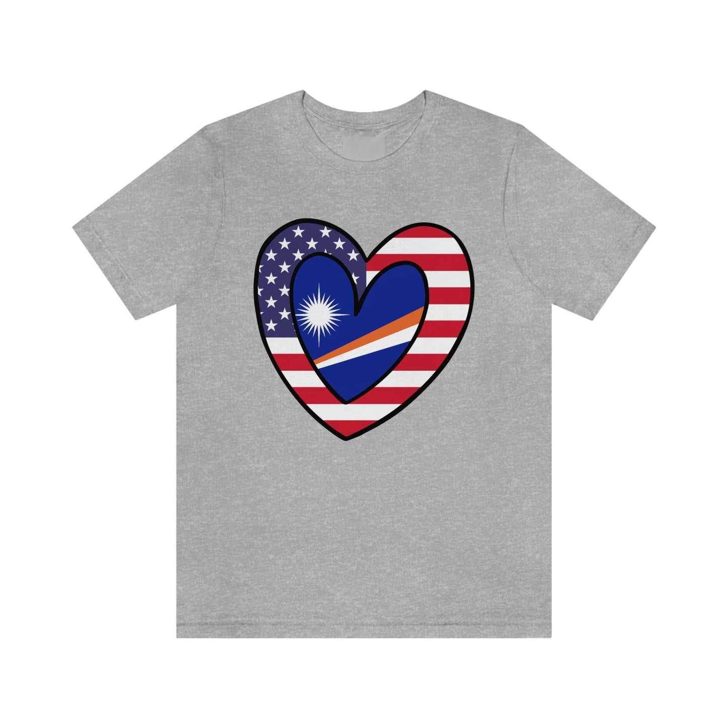 Marshal Islands American Heart Valentines Day Gift Tee Shirt | Marshallese USA Flag Wedding T-Shirt