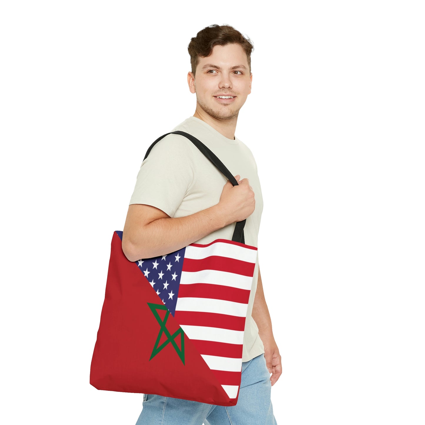 Moroccan American Flag Morocco USA Tote Bag | Shoulder Bag