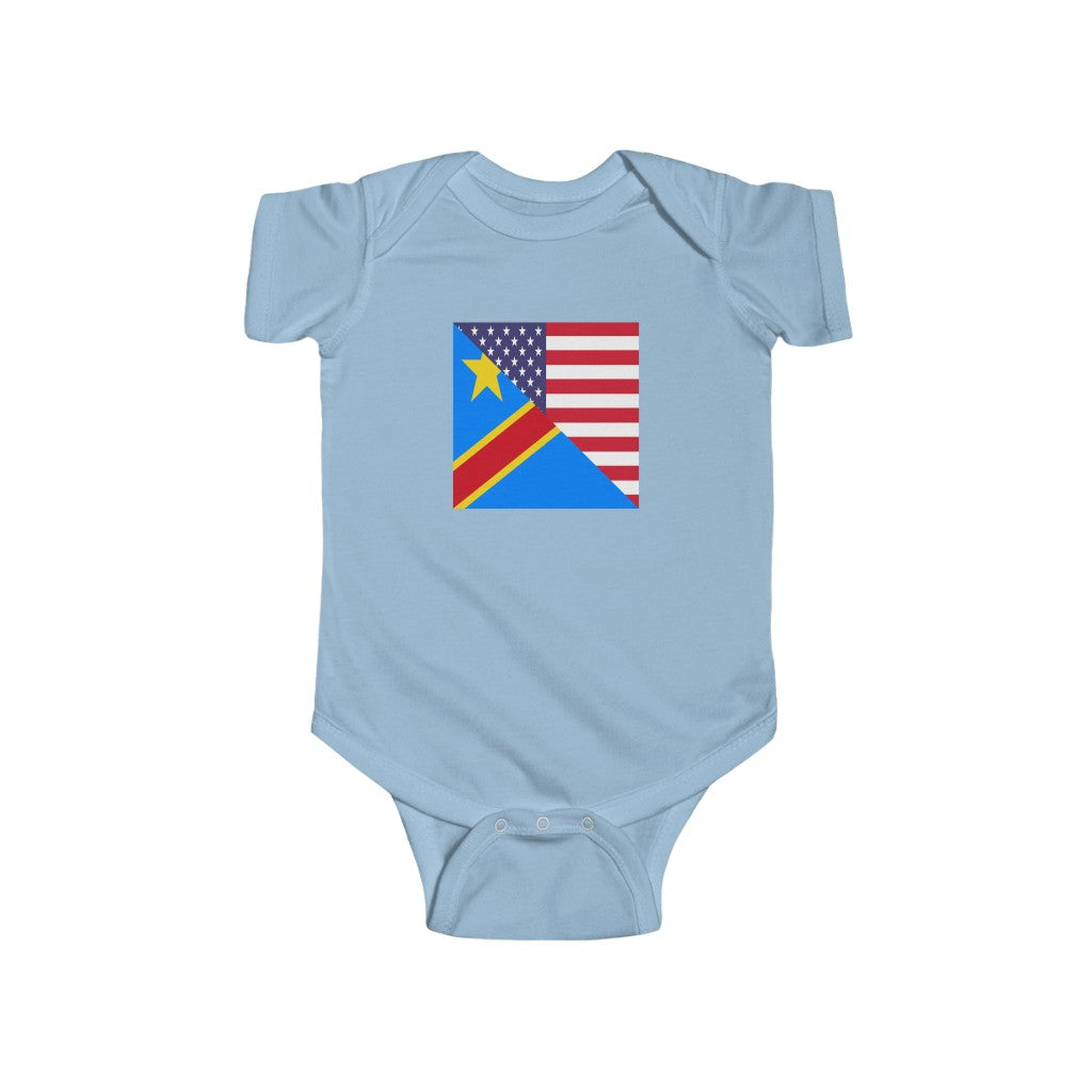 DR Congo American Flag Baby Bodysuit | Unisex Congolese USA Newborn Boy Girl