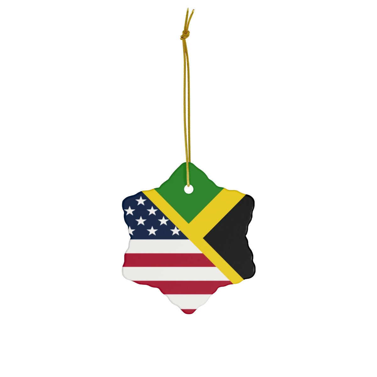 Jamaica American Flag Ceramic Ornaments | Jamaican USA Holiday Christmas Tree