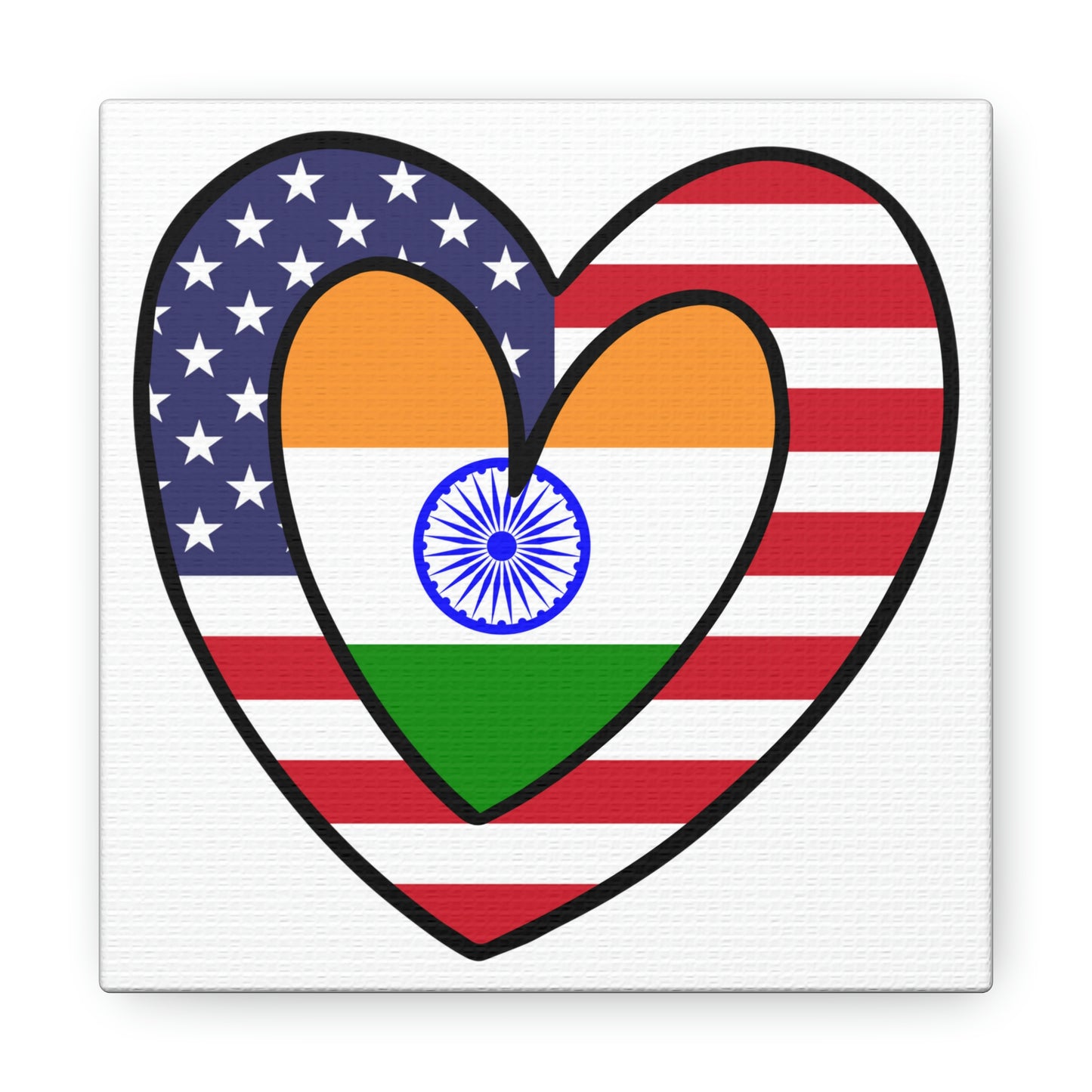 American Asian Indian Flag Inner Heart USA India Canvas Gallery Wraps | Wall Art