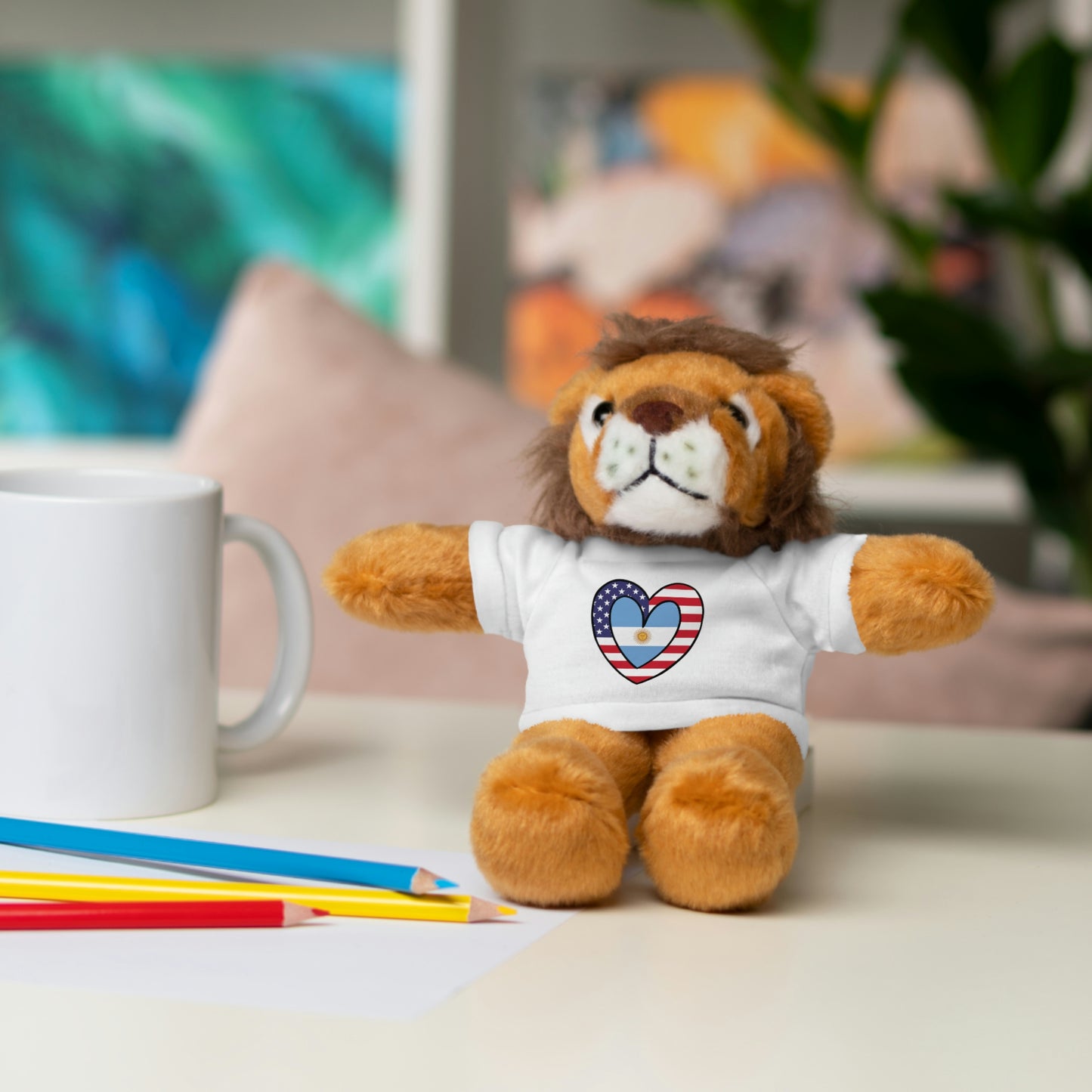 Argentinian American Valentines Day Gift Stuffed Animal | Argentina USA Flag Toy