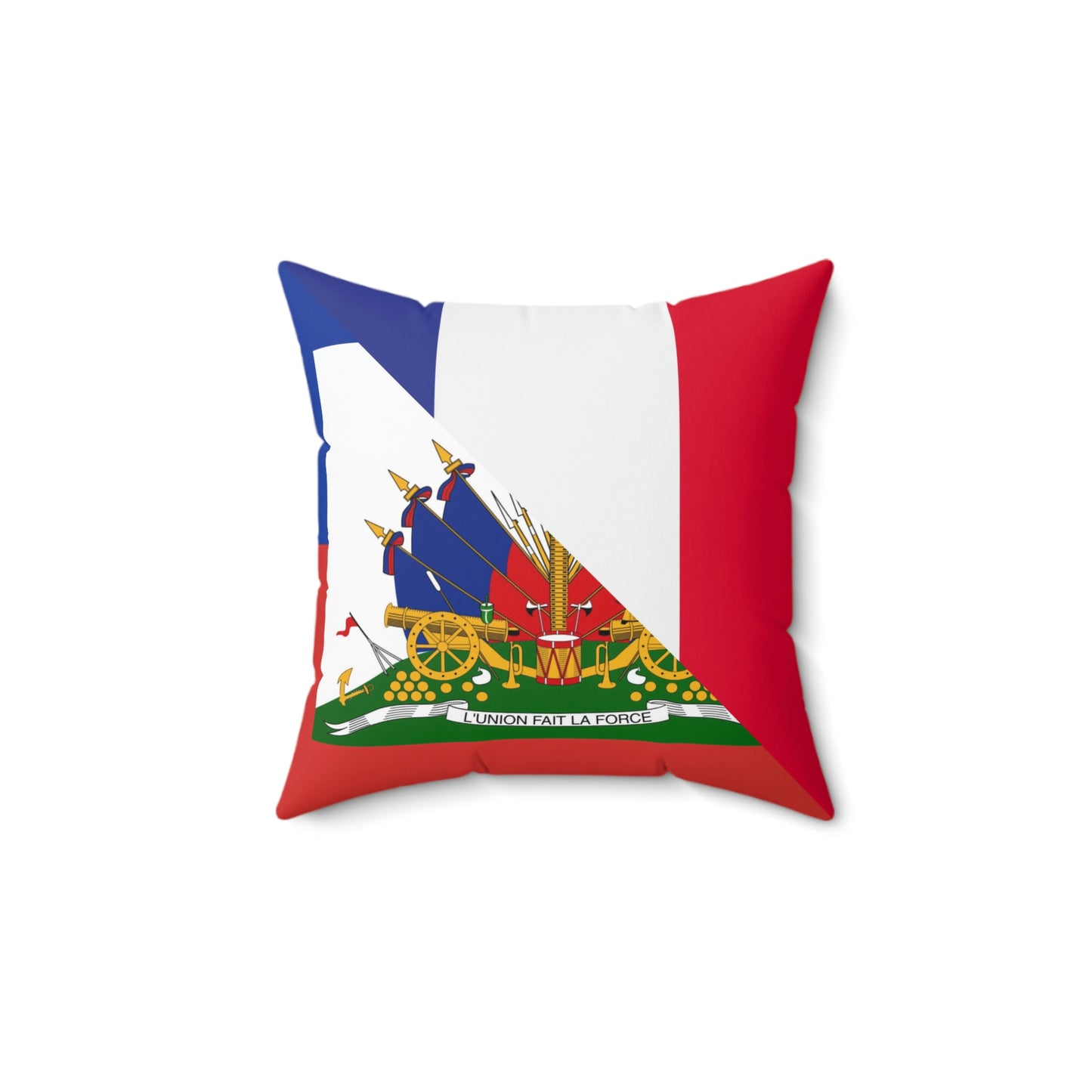 Haitian French Flag Half Haiti France Spun Polyester Square Pillow