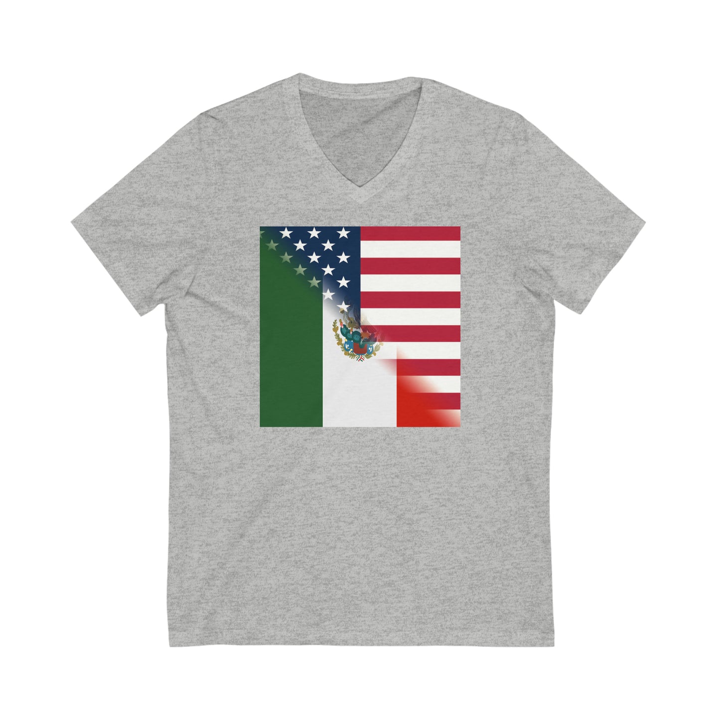 Mexico America Flag | Half US Mexican V-Neck T-Shirt | Unisex Vee Shirt