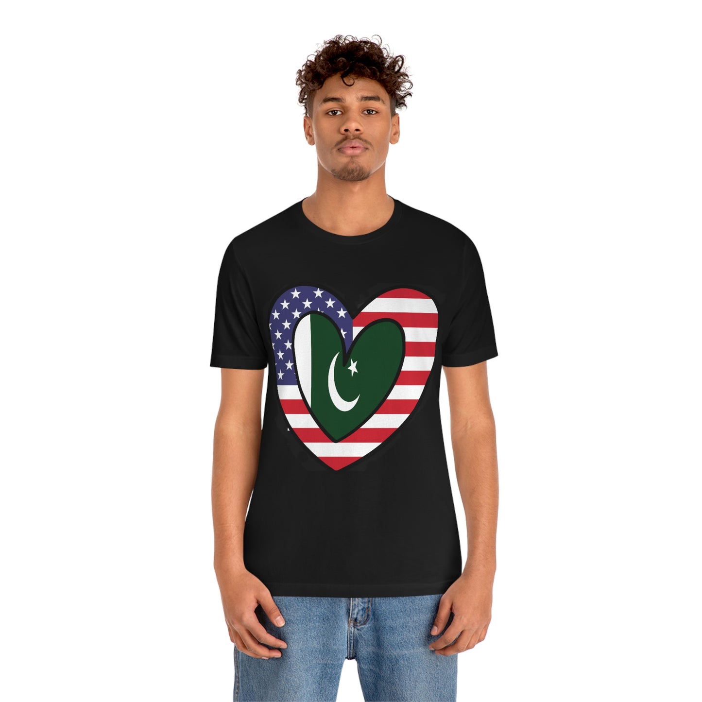 Pakistani American Heart Valentines Day Gift Tee Shirt | Half Pakistani USA Flag T-Shirt