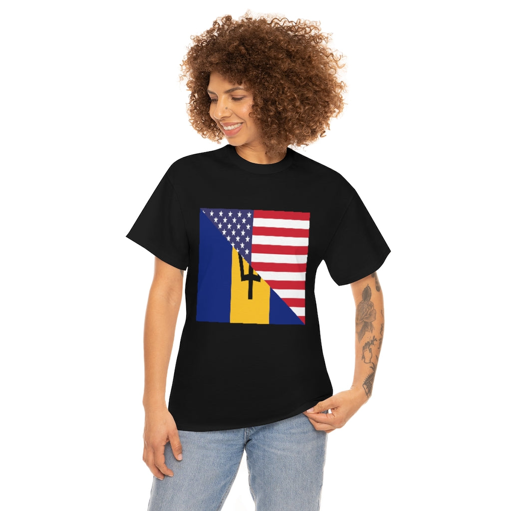 Bajan American Flag Tee Shirt | Barbados USA Tshirt