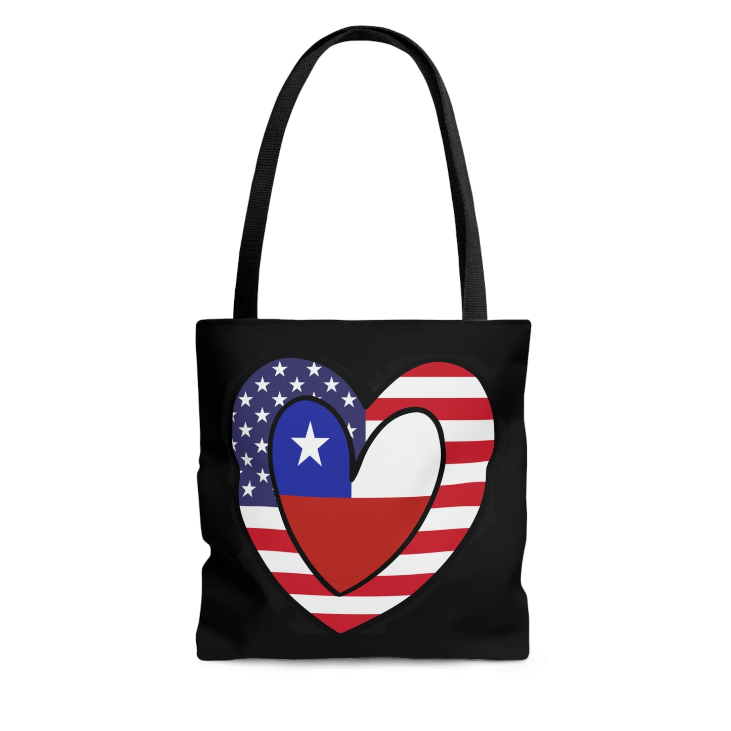 Chilean American Heart Valentines Day Gift Half Chile USA Flag Tote Bag | Shoulder Bag