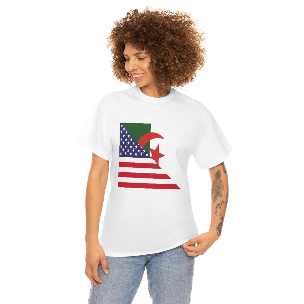 Algerian American Flag Tee Shirt | Algeria USA Tshirt