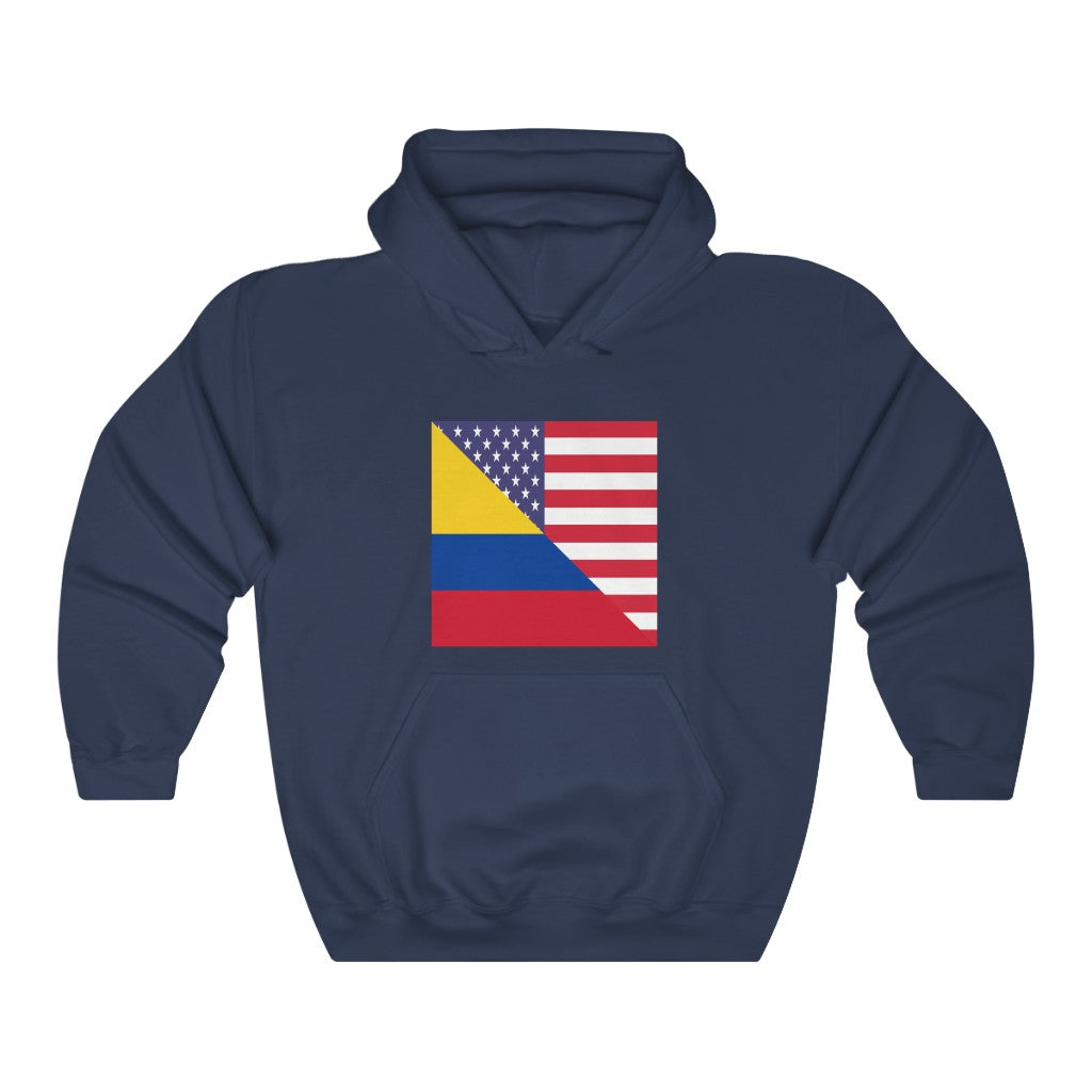 Colombian American Flag Hoodie | Unisex Half Colombia Pullover