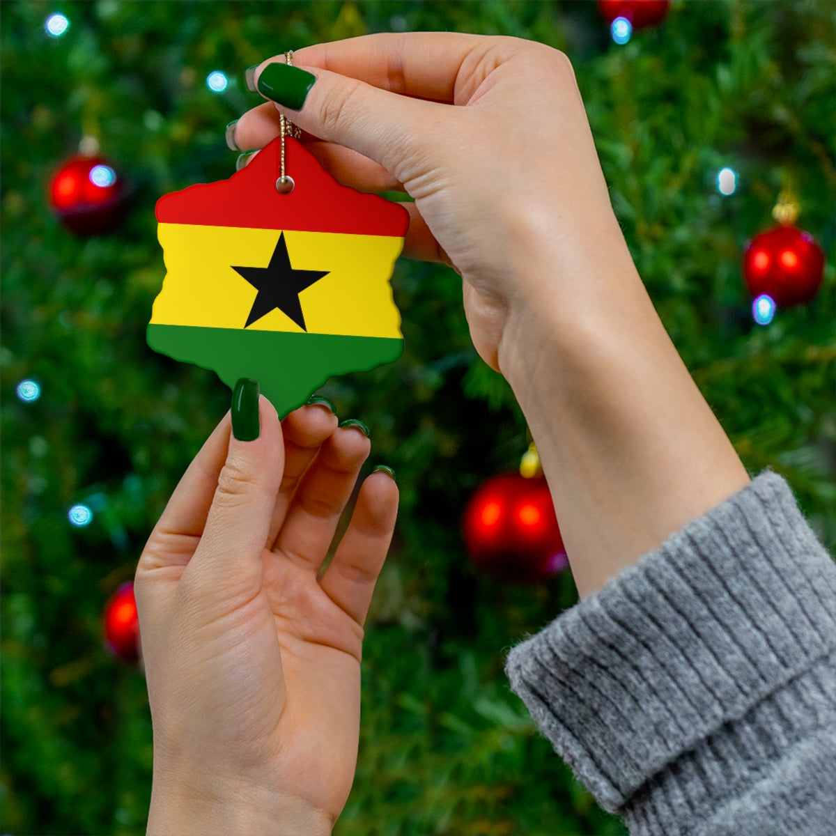 Ghana Flag Ceramic Ornaments | Ghanaian Christmas Tree